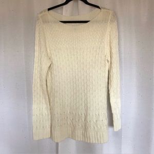 Croft & Barrow Cream Boat Neck Cable Knit Sweater